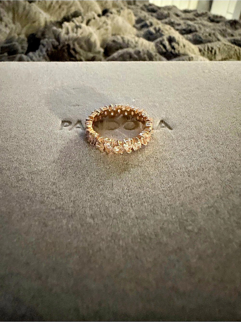 Pandora Alternating Sparkling Band Ring Pavé Band Ring in rose Gold Like New